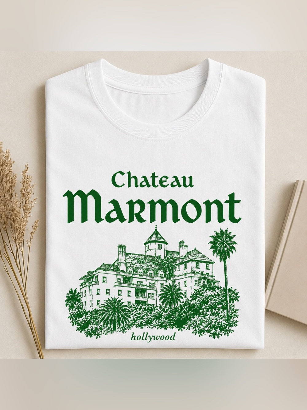 Gildan White Chateau Marmont Graphic, Vintage Style For Everyday Wear